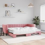 vidaXL Lit de jour avec gigogne sans matelas rose 80x200 cm