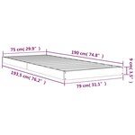 vidaXL Cadre de lit noir 75x190 cm petit simple bois massif de pin