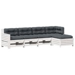 vidaXL Salon de jardin 5 Pièces avec coussins blanc bois massif de pin