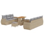 Ensemble de Canapés de Jardin 10 Pièces avec Coussins Beige en Poly Rotin Acacia