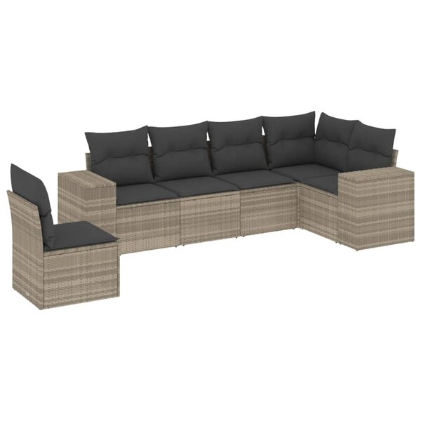 vidaXL Salon de jardin 6 Pièces avec coussins gris clair résine tressée