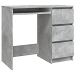 Bureau table poste de travail meuble d'ordinateur informatique étude 90 x 45 x 76 cm bois d’ingénierie gris 02_0023849