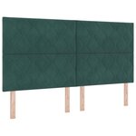 vidaXL Tête de Lit LED Vert Foncé Ensemble de 3 Vert Foncé Tissu  Bois