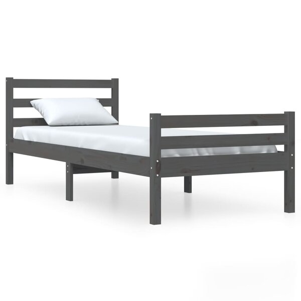 vidaXL Cadre de lit Gris Bois massif 100x200 cm