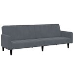 vidaXL Canapé-lit à 2 places avec repose-pied gris foncé velours