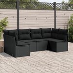 vidaXL Salon de jardin 6 Pièces avec coussins noir résine tressée