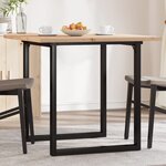 vidaXL Table à manger cadre en O 90x90x75 5cm bois de pin massif fonte