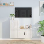 vidaXL Ensemble de meubles TV 2 Pièces blanc brillant bois d'ingénierie