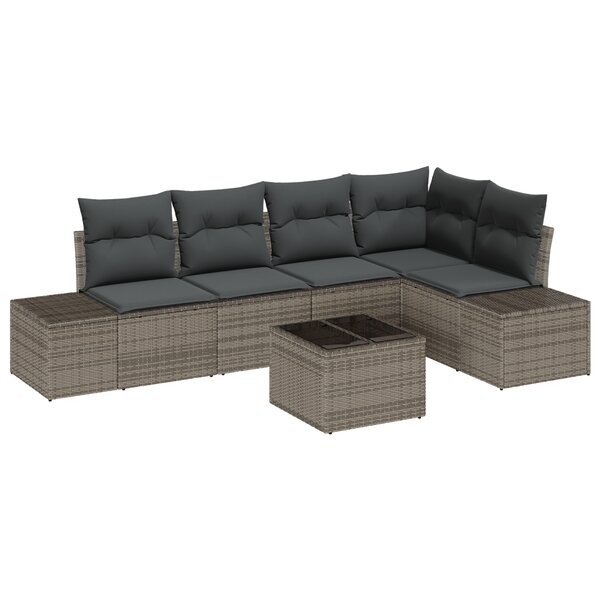 vidaXL Ensemble de canapé de jardin 5 pièces avec coussins noir poly rattan