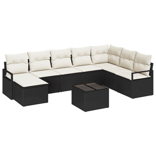Ensemble de canapé de jardin vidaXL de 8 pièces avec coussins en rotin poly marron