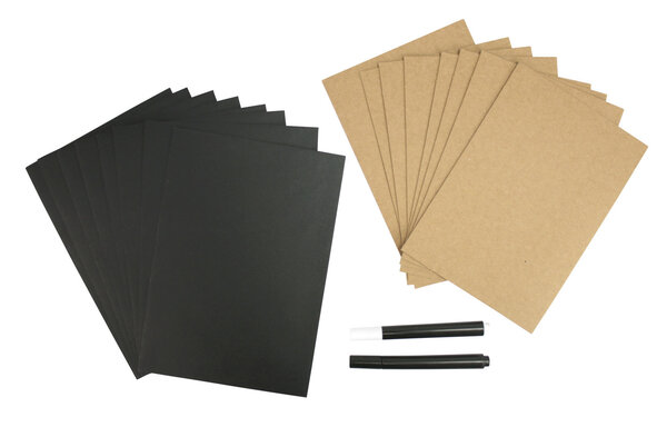 Carte kraft + Enveloppe noire 8 pièces + 2 marqueurs