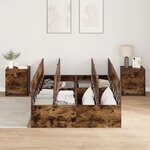 Cadre de lit de rangement vidaXL Chêne fumé 120x190 cm