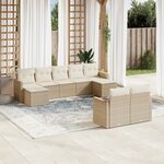 vidaXL Salon de jardin avec coussins 9 Pièces beige résine tressée