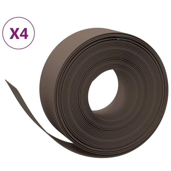 vidaXL Bordures de jardin 4 Pièces marron 10 m 20 cm polyéthylène