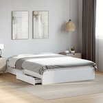 vidaXL Cadre de lit avec tiroirs sans matelas blanc 140x190 cm