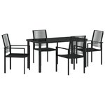 vidaXL Set de 5 pièces de salle à manger de jardin noir en rotin PVC