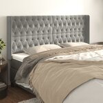 vidaXL Tête de lit avec oreilles Gris clair 183x16x118/128 cm Velours