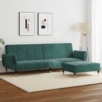 vidaXL Canapé-lit à 2 places avec repose-pied vert foncé velours