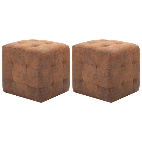vidaXL Tables de chevet 2 Pièces Marron 30x30x30 cm Similicuir daim