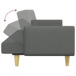 vidaXL Canapé-lit à 2 places avec repose-pied gris foncé tissu