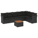 vidaXL Salon de jardin 8 Pièces avec coussins noir résine tressée