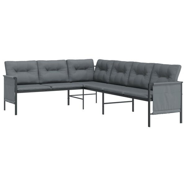 vidaXL Canapé d'angle de jardin anthracite acier et textilène