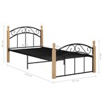 vidaXL Cadre de lit sans matelas noir métal bois chêne massif 90x200cm