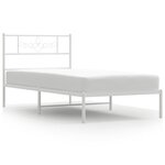vidaXL Cadre de lit métal avec tête de lit blanc 90x200 cm