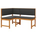 Banc d'angle de jardin vidaXL avec coussins 140x100x91 cm en bois massif d'acacia