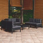 vidaXL Salon de jardin 7 Pièces avec coussins bois de pin massif