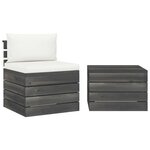 Salon de jardin palette meuble d'extérieur ensemble de mobilier 2 pièces avec coussins bois de pin massif 02_0018542