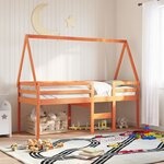 vidaXL Lit haut avec toit cire marron 90x200 cm bois de pin massif