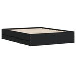vidaXL Cadre de lit avec tiroirs noir 140x200 cm bois d'ingénierie
