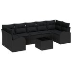 vidaXL Set de canapé de jardin 8 pièces avec coussins rattan poly noir