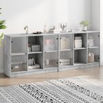 vidaXL Bibliothèque avec portes gris béton 204x37x75 cm