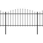 vidaXL Clôture de jardin à dessus en lance Acier (1 25-1 5)x3 4 m Noir