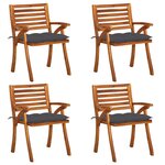 vidaXL Chaises de jardin avec coussins lot de 4 Bois de teck solide