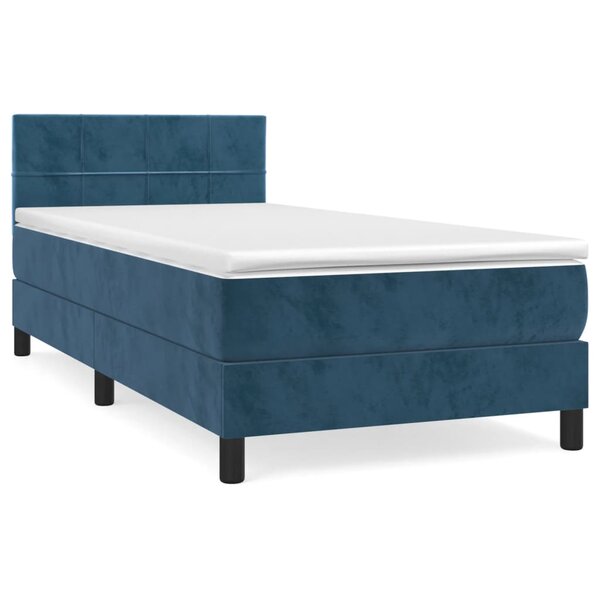 vidaXL Sommier à lattes de lit et matelas Bleu foncé 80x200 cm Velours