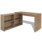 Bureau table meuble travail informatique d'angle 4 étagères chêne 0502069