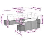 vidaXL Ensemble de canapé de jardin 9 pièces avec coussins Beige en poly-rattan
