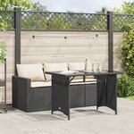 vidaXL Ensemble à manger de jardin coussins 2Pièces noir résine tressée