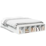 vidaXL Cadre de lit blanc 135x190 cm bois d'ingénierie