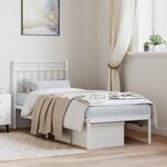 vidaXL Cadre de lit métal sans matelas avec tête de lit blanc 80x200cm