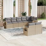 vidaXL Salon de jardin avec coussins 8 Pièces beige résine tressée
