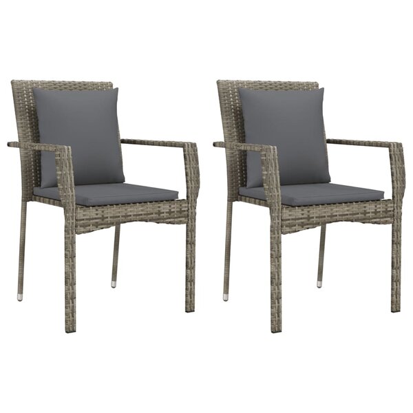 Chaises de jardin avec coussins 2 pièces résine tressée gris 02_0013335
