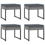 vidaXL Salon de jardin 9 Pièces avec coussins Résine tressée Gris