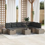 vidaXL Ensemble de Canapé de Jardin 9 pièces avec Coussins Gris en Rotin Synthétique
