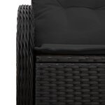Canapé de jardin 2 places vidaXL avec rangement et coussins en poly rattan noir