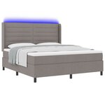 Lit Box Spring vidaXL avec Matelas & LED Taupe 180x200 cm Tissu