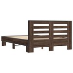 vidaXL Cadre de lit chêne marron 140x190 cm bois d'ingénierie et métal